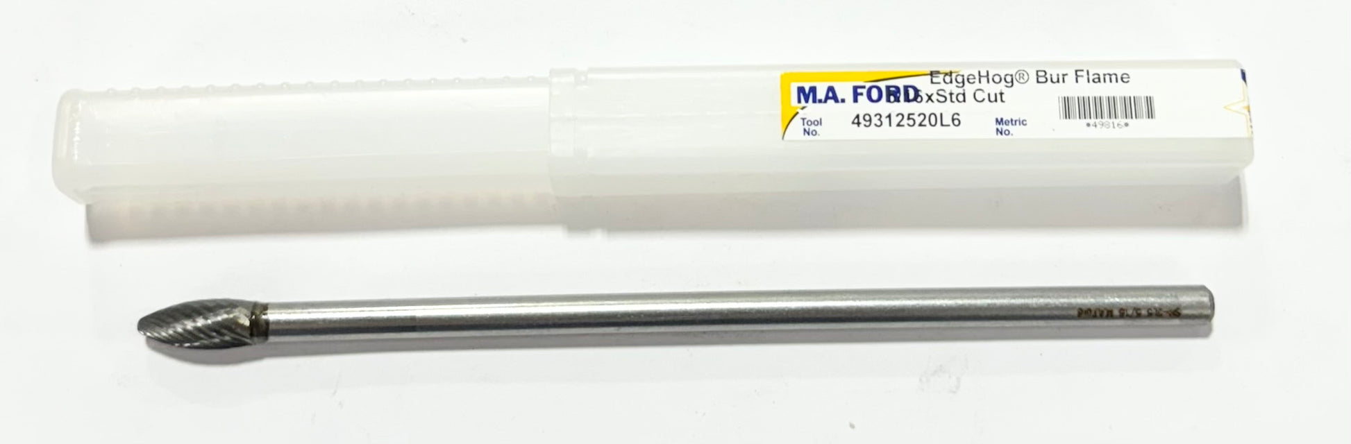 M.A. Ford 5/16" Carbide Burr Flame SH-2L6 Single Cut 1/4" Shank 6-3/4" Overall