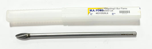 M.A. Ford 5/16" Carbide Burr Flame SH-2L6 Single Cut 1/4" Shank 6-3/4" Overall
