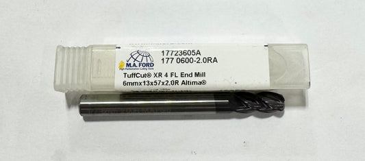 M.A. Ford 6mm Carbide End Mill 4 Flute 2mm Radius Altima Coated USA