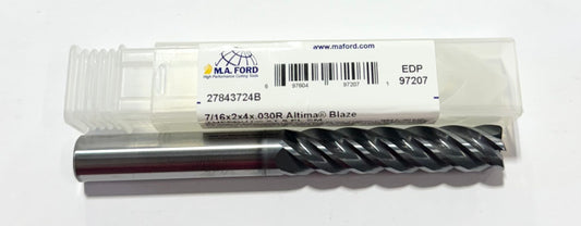 M.A. Ford 7/16" Carbide End Mill .030R Altima Blaze 5 Flute USA