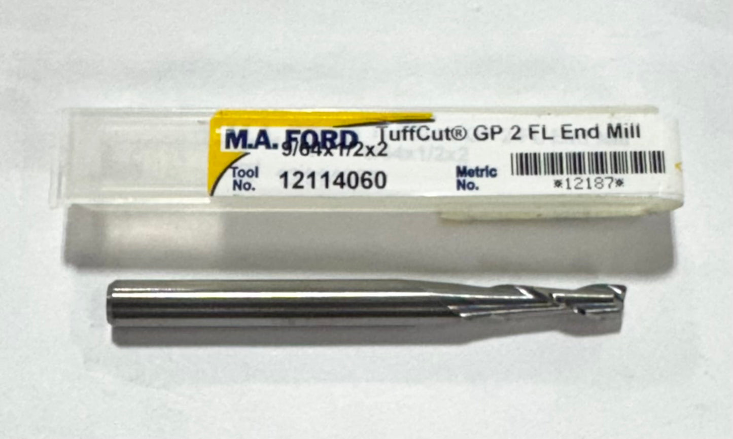M.A. Ford 9/64" Carbide End Mill 2 Flute USA Made