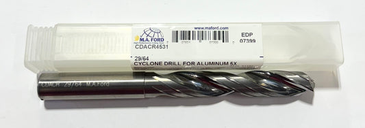M.A. Ford Cyclone 29/64" Solid Carbide Drill 5xD Coolant Fed USA Made
