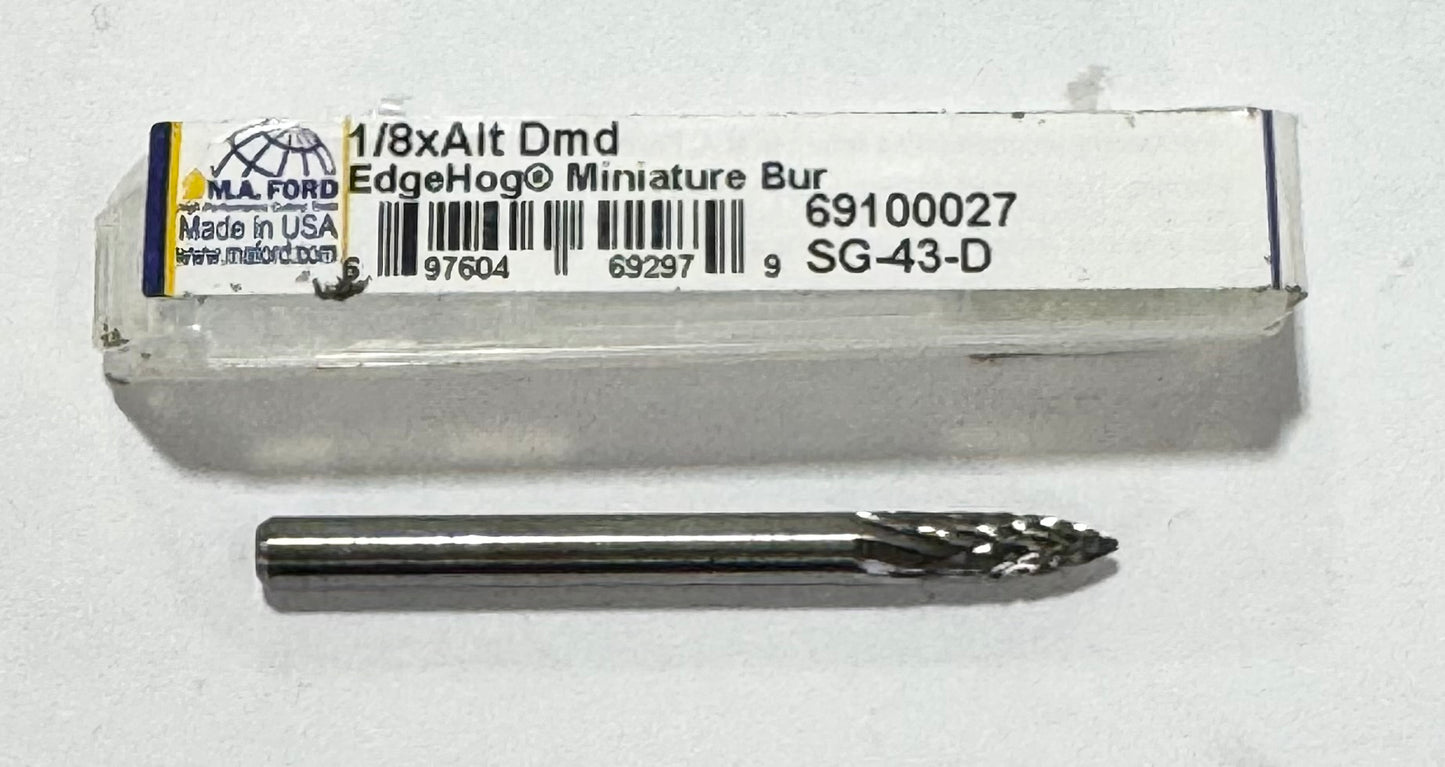 M.A. Ford EdgeHog 1/8" x 3/8" x 1-1/2" Carbide Burr SG-43-D Double Cut