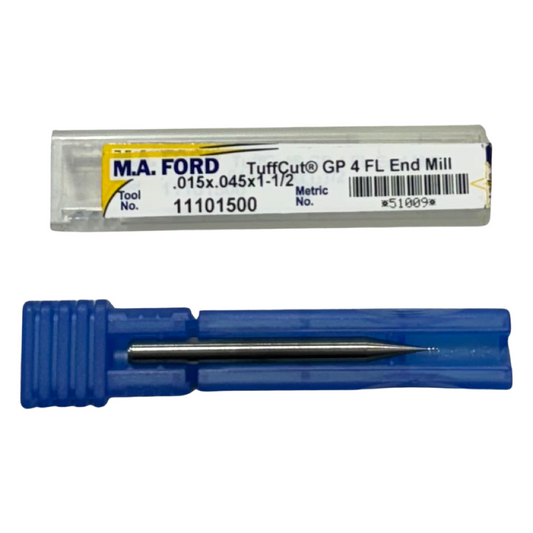 M.A. Ford .015" x .045" x 1-1/2" Carbide End Mill 4 Flute USA Made
