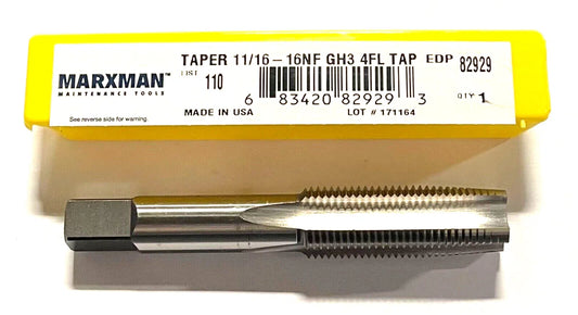 Marxman 11/16-16NF HSS Hand Tap GH3 4 Flute Taper Tap USA Made 82929