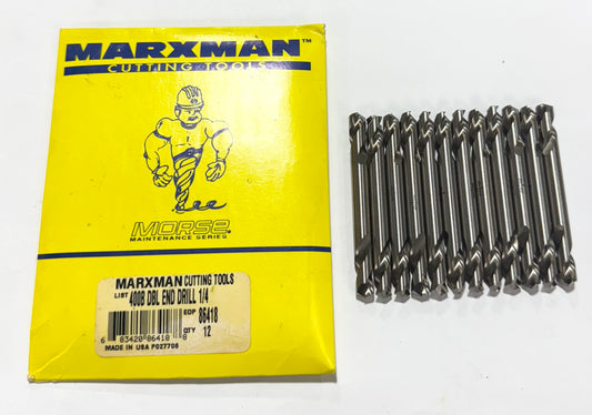 Marxman 1/4" HSS Double End Body Drill 135° Split Point USA Made 12 Pack