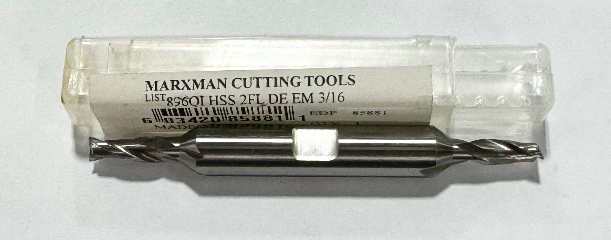 Marxman 3/16" HSS Double End Mill 2 Flute 3/8" Shank