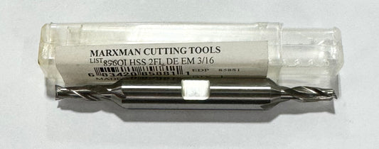 Marxman 3/16" HSS Double End Mill 2 Flute 3/8" Shank