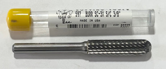 Marxman 3/8" Carbide Burr SC-3X Cylindrical Radius End Single Cut USA Made