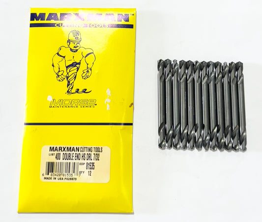 Marxman 7/32" HSS Double End Body Drills 135° Split Point USA Made 12 Pack