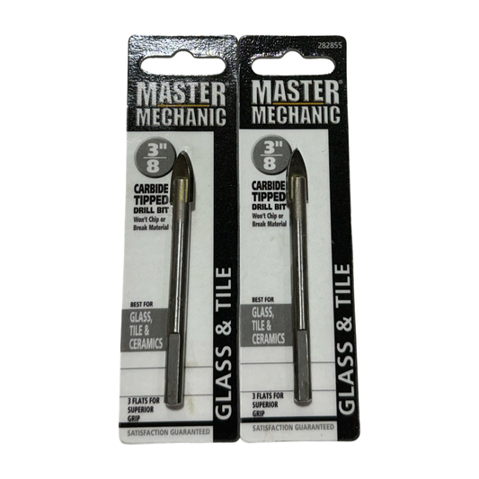 Master Mechanic 3/8" Carbide Tipped Drill Bit Glass & Tile 2 Pack