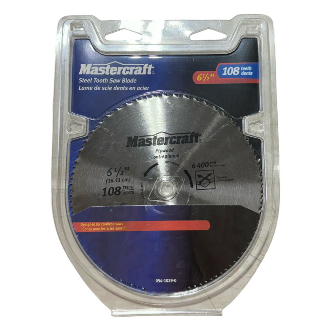 MasterCraft 6-1/2" Circular Saw Blade 108T Steel Tooth for Plywood & Particleboard