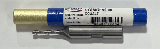 Melin 1/8" Cobalt End Mill 2 Flute 3/8" Shank USA Made A-1204-L