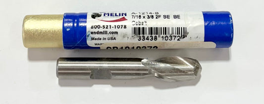 Melin 7/16" Cobalt Ball Nose End Mill 2 Flute 3/8" Shank USA Made