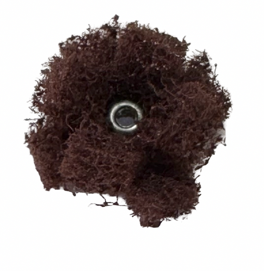 Merit 1-1/2" x 1-1/2" x 1/2" Cross Buff 2-Ply Medium Grit 8-32 Eyelet Aluminum Oxide