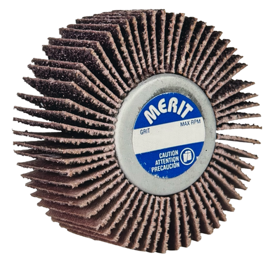 Merit 2-1/2" x 1" x 1/4-20 Mini Flap Wheels 60 Grit Ceramic Alumina Oxide 10 Pack