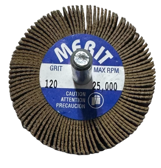 Merit 2" x 3/4" x 1/4" Mini Flap Wheel 120 Grit Ceramic Alumina Oxide 10 Pack