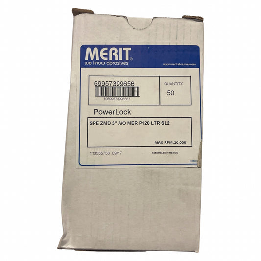 Merit 3" Quick Change Discs Turn-On Style Aluminum Oxide 120 Grit Medium 50 Pack