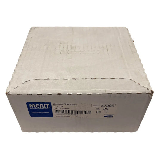 Merit 7" x 7/8" Fiber Discs Zirconia Alumina 24 Grit Extra Coarse 25pk 57295 USA