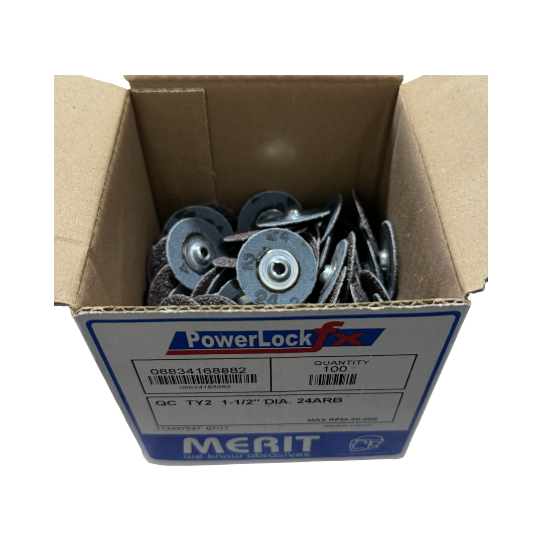 Merit PowerLock 1-1/2" Aluminum Oxide FX Type 2 Quick Change Discs 100pk