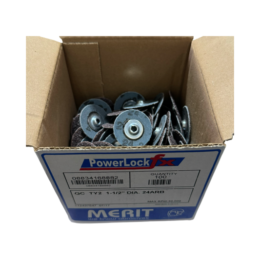 Merit PowerLock 1-1/2" Aluminum Oxide FX Type 2 Quick Change Discs 100pk