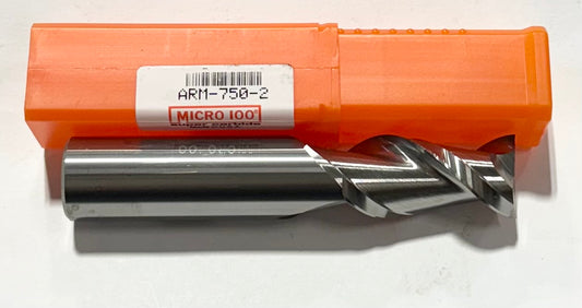 Micro 100 3/4" Carbide End Mill 2 Flute 45 Deg Helix USA Made