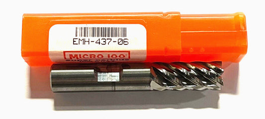 Micro 100 7/16" Carbide End Mill 6 Flute 38Â° Helix USA Made