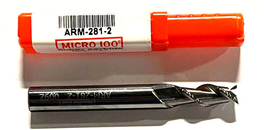 Micro 100 9/32" Carbide End Mill 2 Flute High Performance 45Â° Helix USA Made