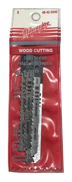 Milwaukee Multi-Purpose Jig Saw Blades 3-1/8", 8TPI, Universal Shank 5 Pack