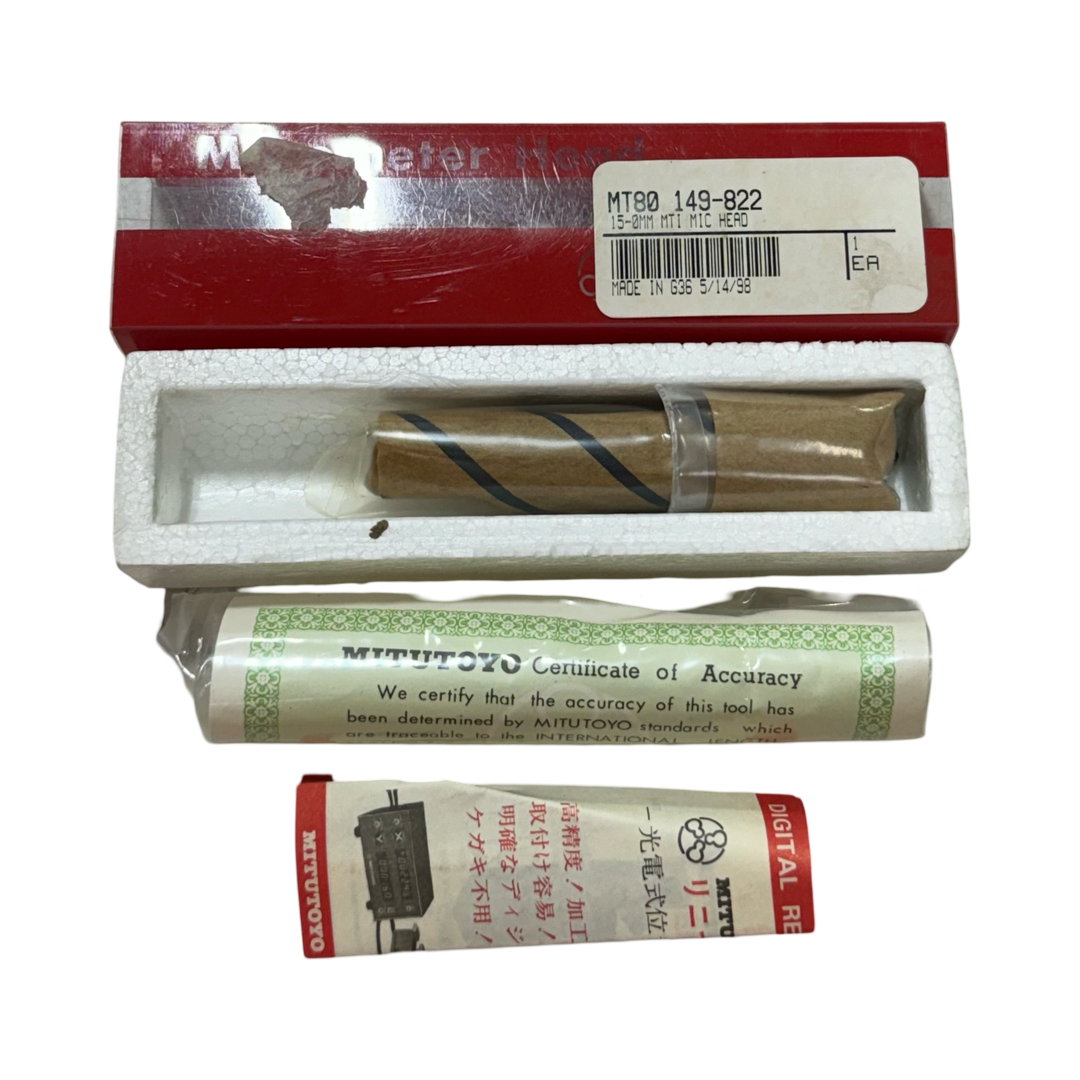 Mituotyo 15-0mm Micrometer Head Small Size Carbide Spindle 149-822