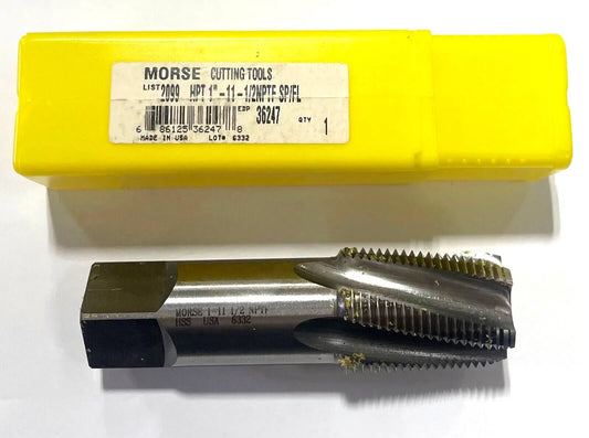 Morse 1"-11-1/2 NPTF HSS High Performance Pipe Tap 5FL Spiral Flute USA Made