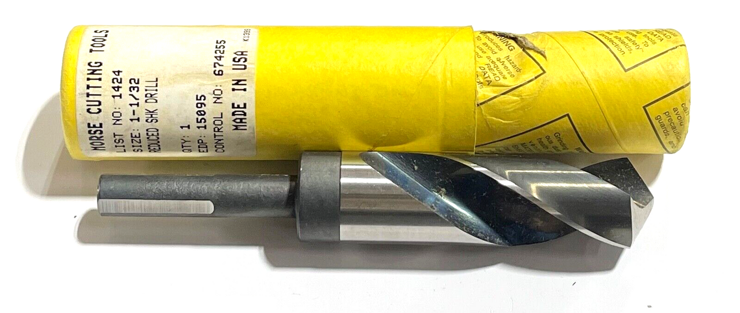 Morse 1-1/32" Silver Deming Drill Bit High Speed Steel USA Made