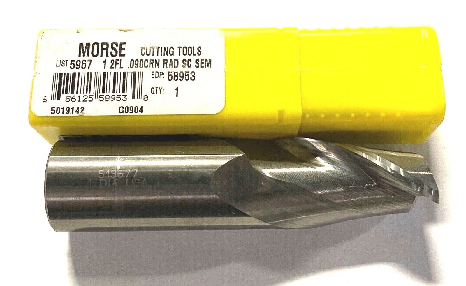 Morse 1" Carbide End Mill .090 Corner Radius 2 Flute USA Made 58953