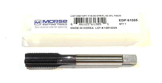 Morse 1/2"-13 Tap HSS-PM Straight Flute H3 Semi-Bottoming Tap 4FL TiAlN Coating