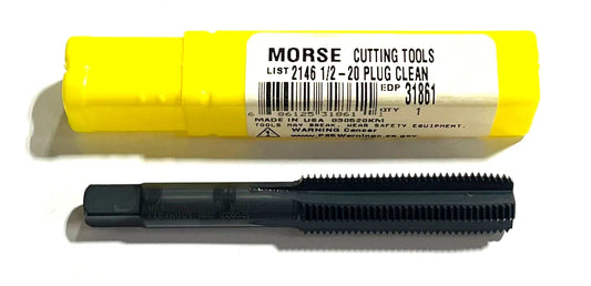 Morse 1/2-20 HSS Clean Out Plug Tap 4 Flute Black Oxide USA Made 31861