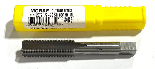 Morse 1/2-20 STI Hand Tap HSS 4 Flute H4 Bottoming Tap for Heli-Coil Screws USA