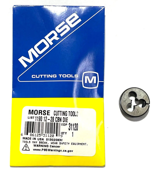 Morse 12-28 Adjustable Round Split Die Carbon Steel 13/16" Diameter USA Made