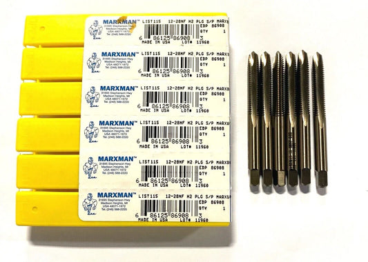 Morse 12-28 Tap Spiral Point Plug Tap Black & Gold HSS 2 Flute H2 USA Made 6pk