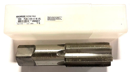 Morse 2-3/8"-8 Tap HSS Hand Tap H6 6 Flute Plug Bright Finish USA Made