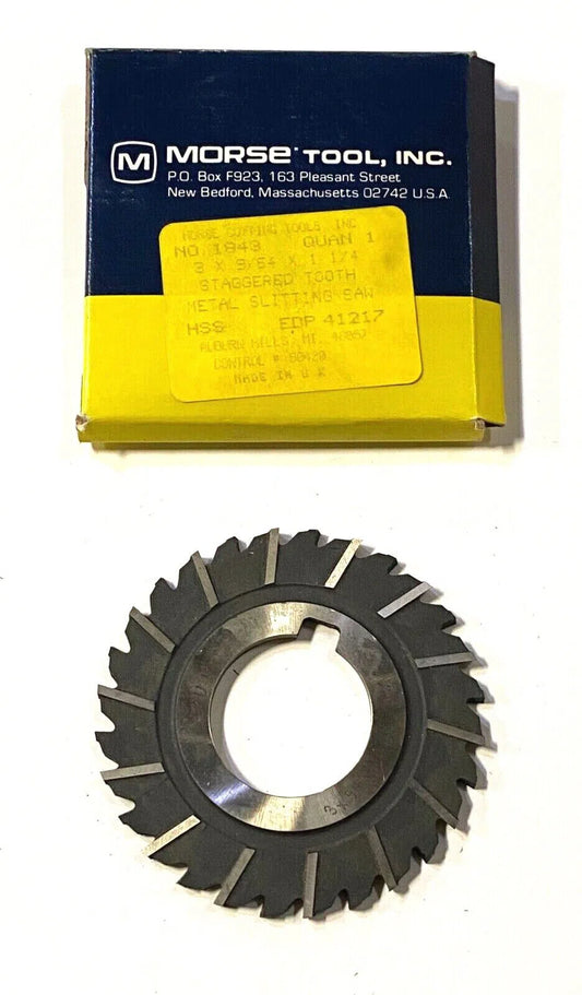 Morse 3" x 9/64" x 1-1/4" Metal Slitting Saw HSS Staggered Tooth 41217