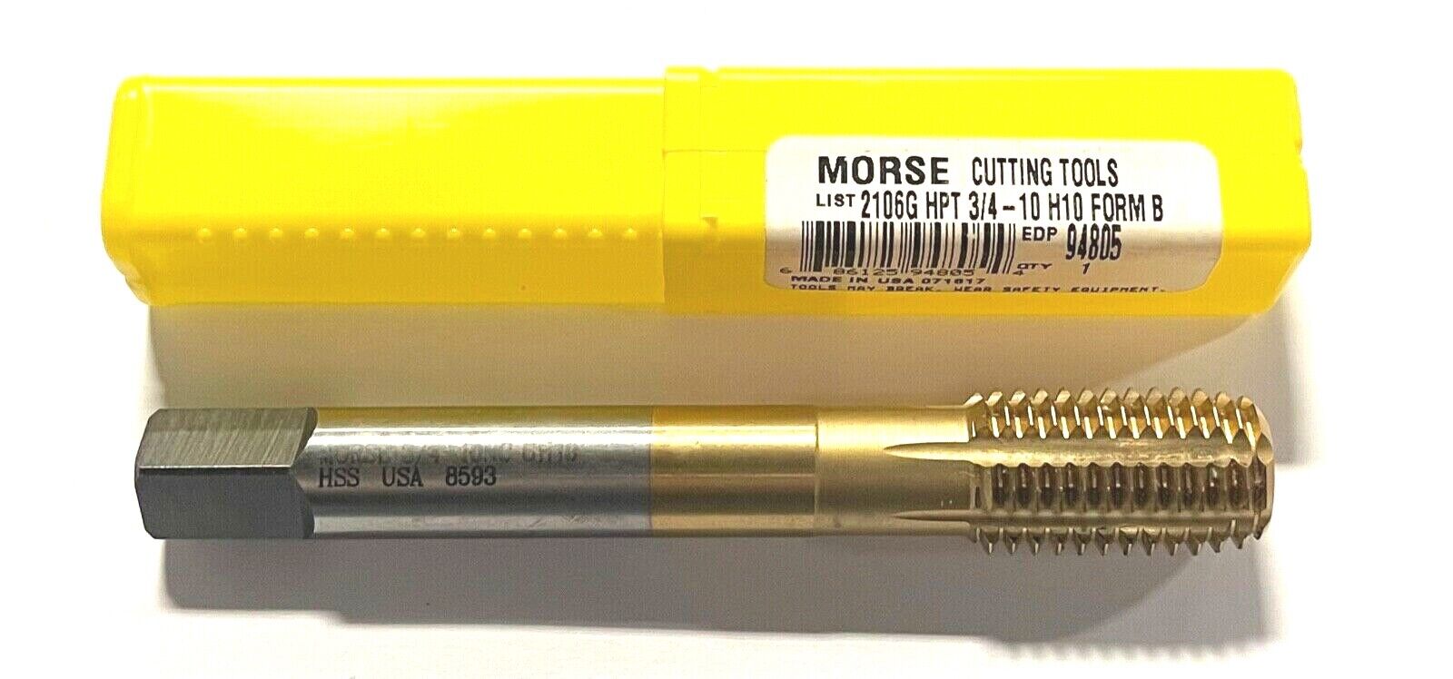 Morse 3/4-10NC High Performance Thread Forming Bottoming Tap Tin Coating USA