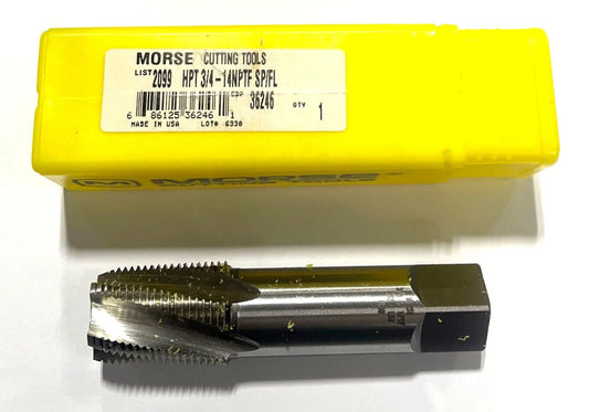 Morse 3/4"-14 NPTF HSS Spiral Flute Pipe Tap 5 Flute High Performance USA Made