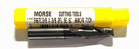 Morse 3/8" Carbide End Mill TiCN Coated .060" Radius 2 Flute Finishing End Mill