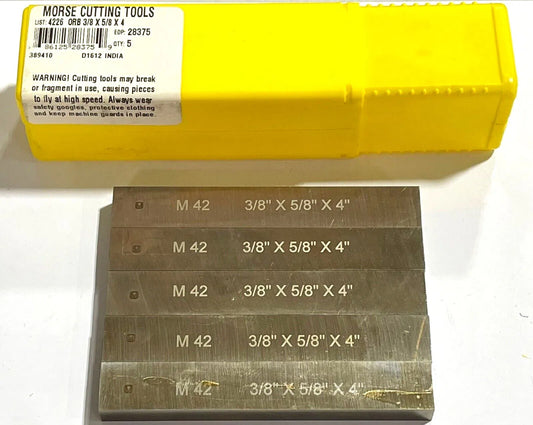 Morse 3/8" x 5/8" x 4" Premium Cobalt M42 Steel Rectangular Tool Bit 5 Pack