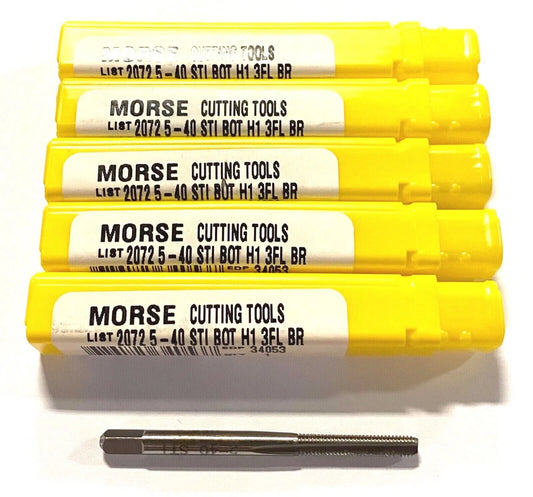 Morse 5-40 STI Bottoming Taps HSS H1 3 Flute USA Made 5 Pack 34053