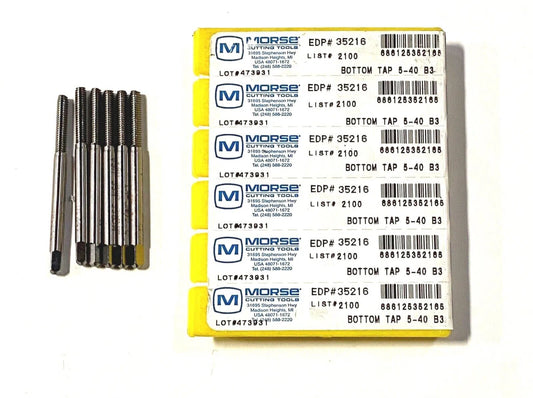 Morse 5-40NC Thread Forming Tap HSS Bottoming Taps H3 USA Made 6 Pack