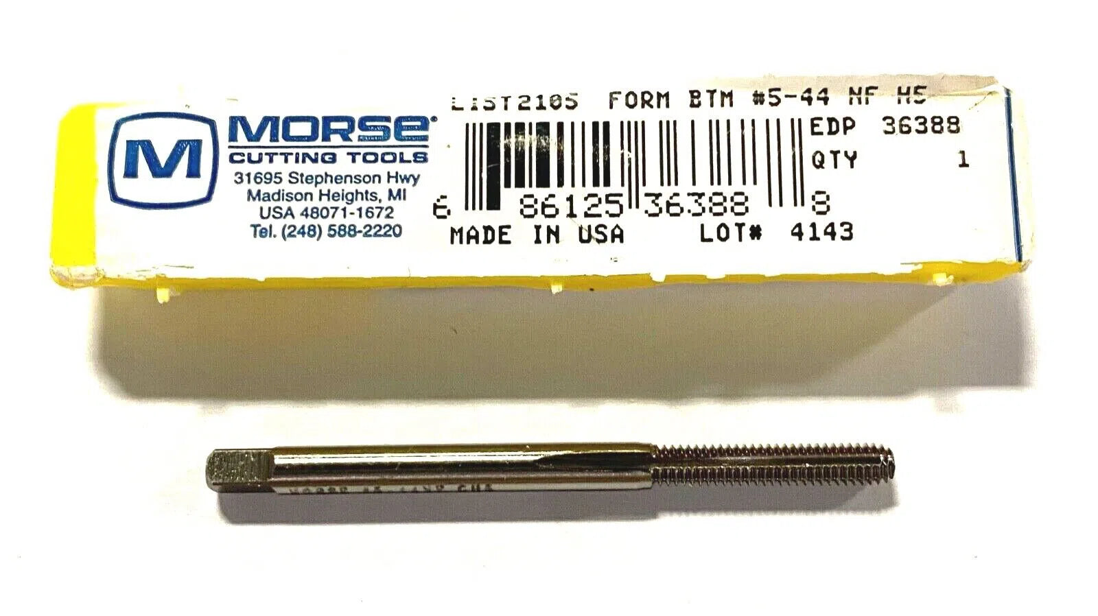 Morse 5-44 Tap Thread Forming Bottoming Tap HSS H5 USA Made 36388