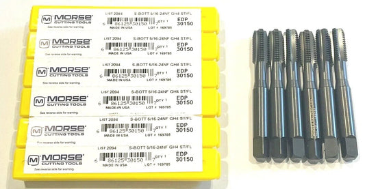 Morse 5/16-24 Tap High Performance Semi Bottoming Straight Flute Tap GH3 4FL 6pk