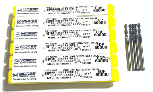 Morse 5/64" High Performance Screw Machine Drill TiAlN Parabolic Flute 130Â° 6PK