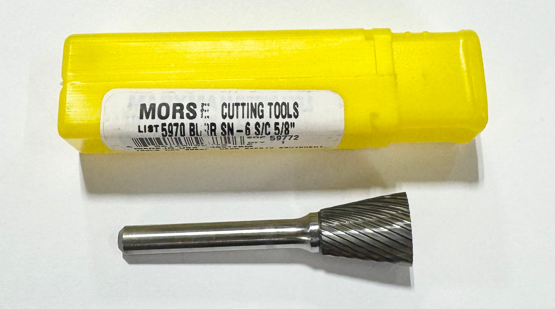 Morse 5/8" Carbide Burr SN-6 Single Cut Inverted Cone 1/4" Shank USA Made